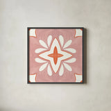 Southwest Tile I by Yvette St. Amant. Shown in a sleek black glass frame for a contemporary gallery look. Available as an archival giclee rolled canvas, fine art paper, or poster print. SKU 95159a.