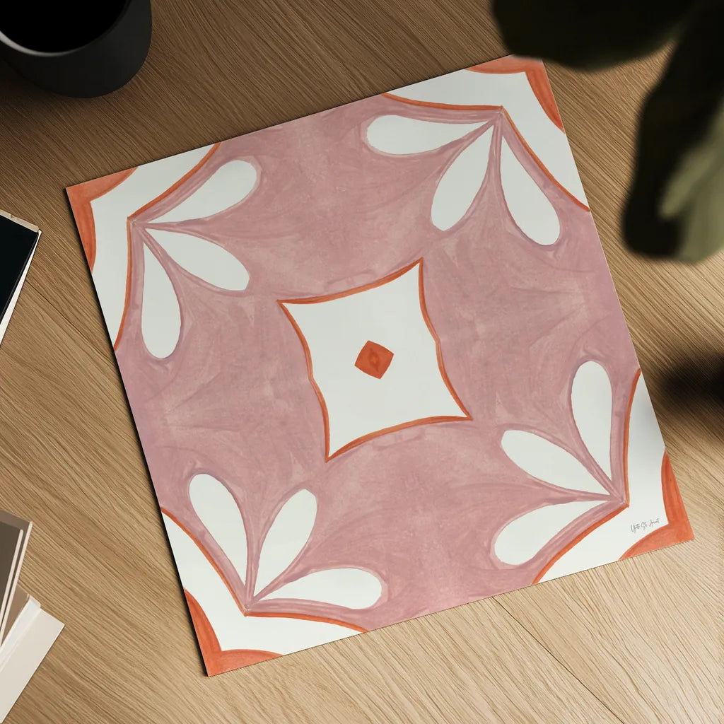 Southwest Tile II by Yvette St. Amant. Shown as a detailed flat fine art print, highlighting archival giclee quality. Available as an archival giclee rolled canvas, fine art paper, or poster print. SKU 95160a.