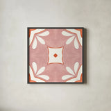 Southwest Tile II by Yvette St. Amant. Shown in a sleek black glass frame for a contemporary gallery look. Available as an archival giclee rolled canvas, fine art paper, or poster print. SKU 95160a.