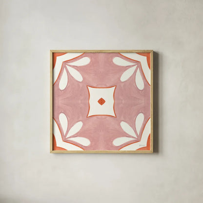 Southwest Tile II by Yvette St. Amant. Shown in a natural wood glass frame for a timeless modern aesthetic. Available as an archival giclee rolled canvas, fine art paper, or poster print. SKU 95160a.