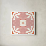 Southwest Tile II by Yvette St. Amant. Shown in a crisp white glass frame for a clean and minimalist style. Available as an archival giclee rolled canvas, fine art paper, or poster print. SKU 95160a.