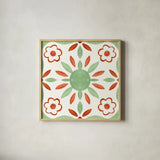 Southwest Tile III by Yvette St. Amant. Shown in a natural wood glass frame for a timeless modern aesthetic. Available as an archival giclee rolled canvas, fine art paper, or poster print. SKU 95161a.