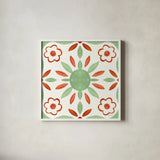 Southwest Tile III by Yvette St. Amant. Shown in a crisp white glass frame for a clean and minimalist style. Available as an archival giclee rolled canvas, fine art paper, or poster print. SKU 95161a.