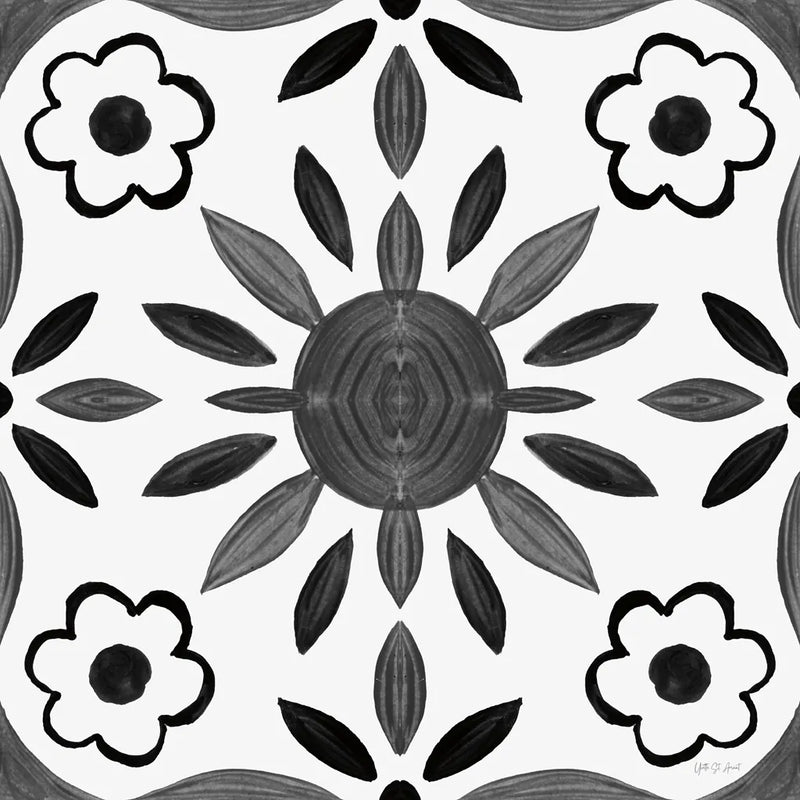 Southwest Tile III BW by Yvette St. Amant. SKU 95165a. Archival Giclee Fine art print for wall decor.
