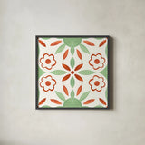 Southwest Tile IV by Yvette St. Amant. Shown in a sleek black glass frame for a contemporary gallery look. Available as an archival giclee rolled canvas, fine art paper, or poster print. SKU 95162a.