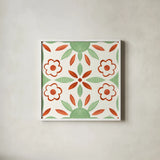 Southwest Tile IV by Yvette St. Amant. Shown in a crisp white glass frame for a clean and minimalist style. Available as an archival giclee rolled canvas, fine art paper, or poster print. SKU 95162a.