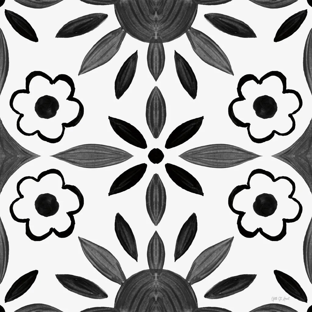Southwest Tile IV BW by Yvette St. Amant. SKU 95166a. Archival Giclee Fine art print for wall decor.