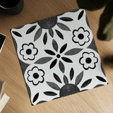 Southwest Tile IV BW by Yvette St. Amant. Shown as a detailed flat fine art print, highlighting archival giclee quality. Available as an archival giclee rolled canvas, fine art paper, or poster print. SKU 95166a.