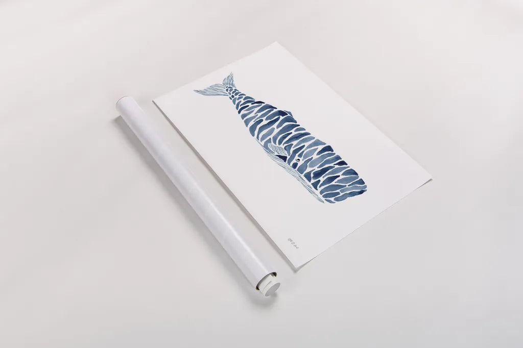 Sperm Whale by Yvette St. Amant. shown as a rolled paper print. Available as archival giclee rolled canvas, fine art paper, or poster print. SKU 90116i.