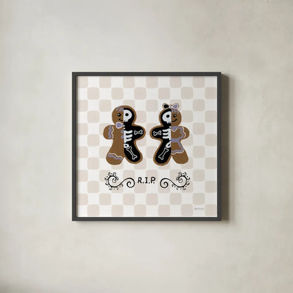 Spooky Gingerbread Manor III by Yvette St. Amant. Shown in a sleek black glass frame for a contemporary gallery look. Available as an archival giclee rolled canvas, fine art paper, or poster print. SKU 101111a.