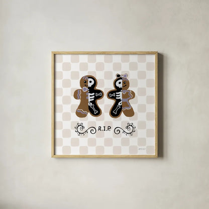 Spooky Gingerbread Manor III by Yvette St. Amant. Shown in a natural wood glass frame for a timeless modern aesthetic. Available as an archival giclee rolled canvas, fine art paper, or poster print. SKU 101111a.