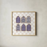 Spooky Gingerbread Manor IV by Yvette St. Amant. Shown in a natural wood glass frame for a timeless modern aesthetic. Available as an archival giclee rolled canvas, fine art paper, or poster print. SKU 101112a.