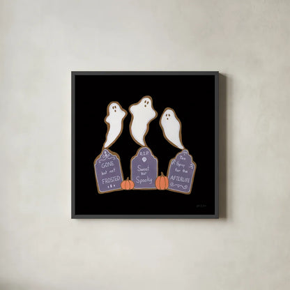 Spooky Gingerbread Manor VI by Yvette St. Amant. Shown in a sleek black glass frame for a contemporary gallery look. Available as an archival giclee rolled canvas, fine art paper, or poster print. SKU 101114a.