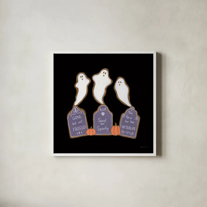 Spooky Gingerbread Manor VI by Yvette St. Amant. Shown in a crisp white glass frame for a clean and minimalist style. Available as an archival giclee rolled canvas, fine art paper, or poster print. SKU 101114a.