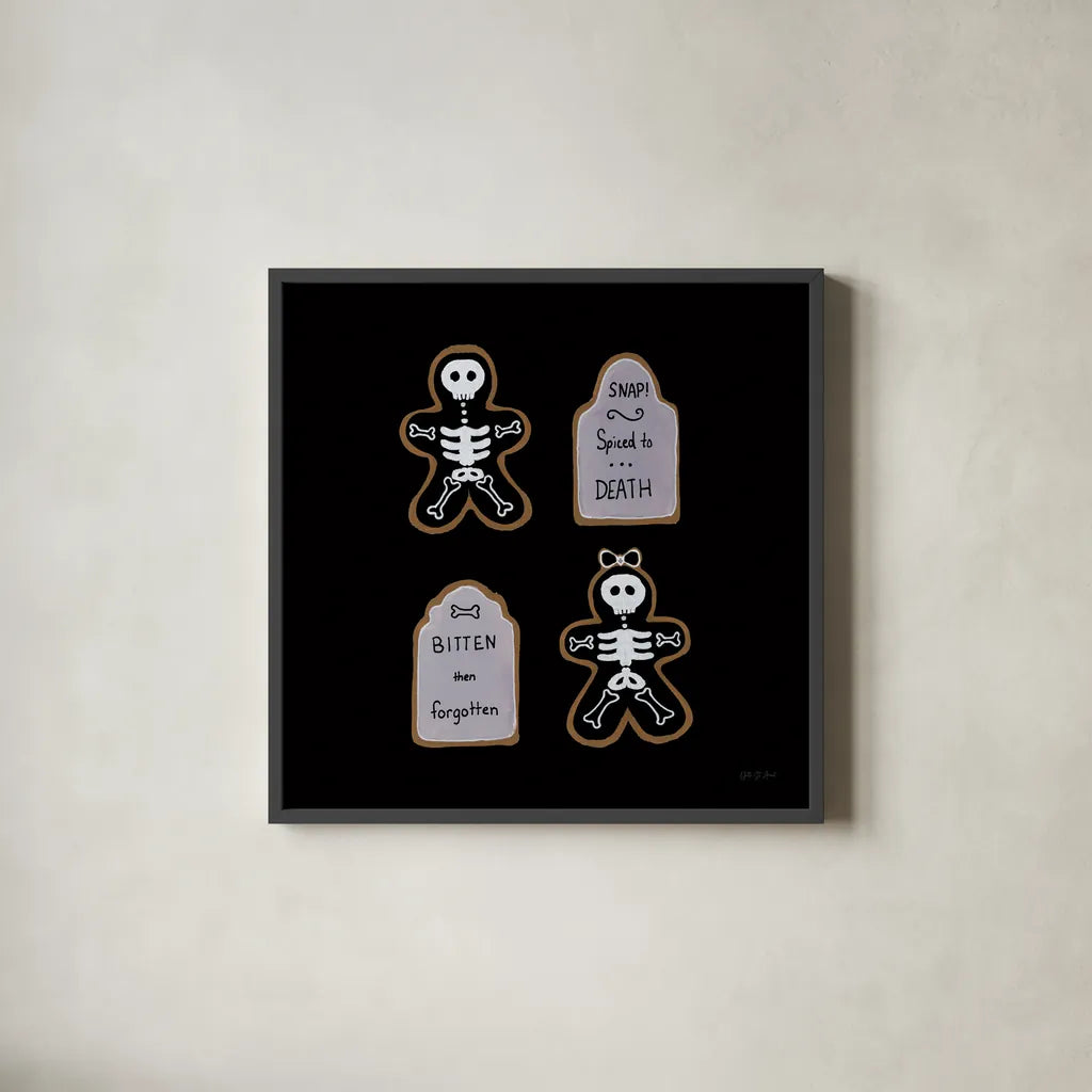 Spooky Gingerbread Manor VII by Yvette St. Amant. Shown in a sleek black glass frame for a contemporary gallery look. Available as an archival giclee rolled canvas, fine art paper, or poster print. SKU 101115a.