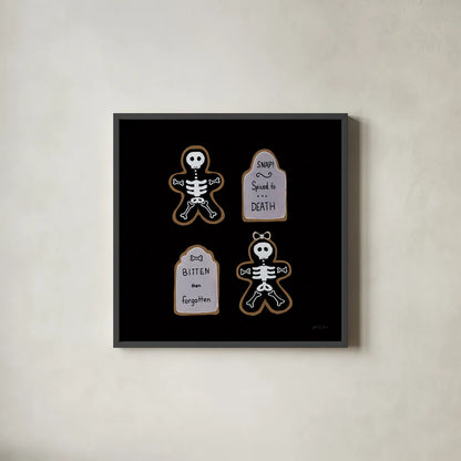 Spooky Gingerbread Manor VII by Yvette St. Amant. Shown in a sleek black glass frame for a contemporary gallery look. Available as an archival giclee rolled canvas, fine art paper, or poster print. SKU 101115a.