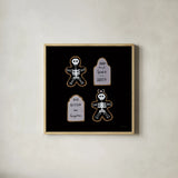 Spooky Gingerbread Manor VII by Yvette St. Amant. Shown in a natural wood glass frame for a timeless modern aesthetic. Available as an archival giclee rolled canvas, fine art paper, or poster print. SKU 101115a.