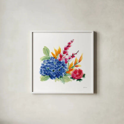 Spring is Blooming I by Yvette St. Amant. Shown in a crisp white glass frame for a clean and minimalist style. Available as an archival giclee rolled canvas, fine art paper, or poster print. SKU 99126a.