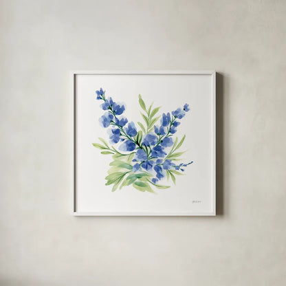 Spring is Blooming III by Yvette St. Amant. Shown in a crisp white glass frame for a clean and minimalist style. Available as an archival giclee rolled canvas, fine art paper, or poster print. SKU 99128a.