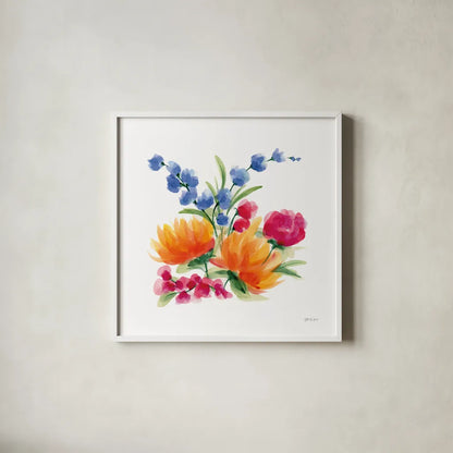 Spring is Blooming IV by Yvette St. Amant. Shown in a crisp white glass frame for a clean and minimalist style. Available as an archival giclee rolled canvas, fine art paper, or poster print. SKU 99129a.