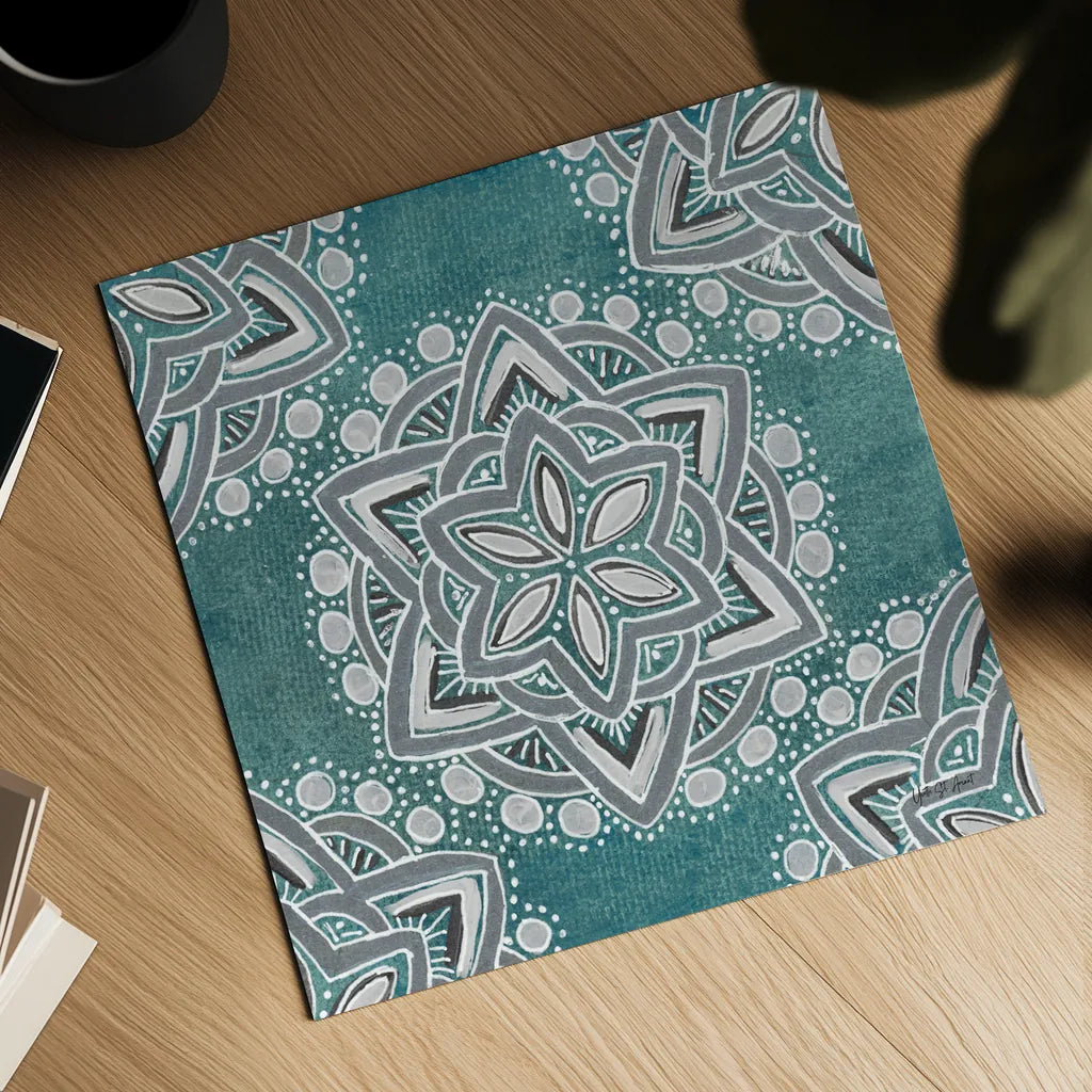 Star Mandala I by Yvette St. Amant. Shown as a detailed flat fine art print, highlighting archival giclee quality. Available as an archival giclee rolled canvas, fine art paper, or poster print. SKU 91309a.