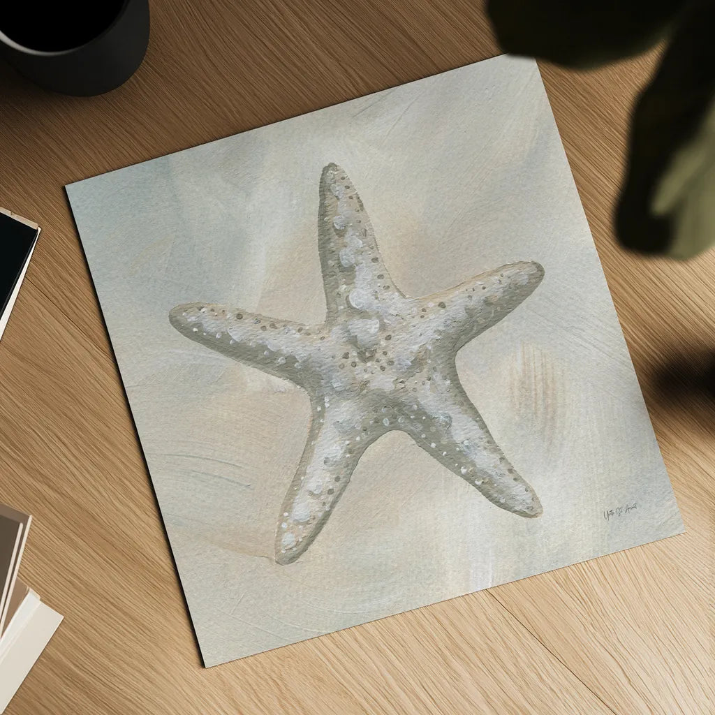 Starfish I by Yvette St. Amant. Shown as a detailed flat fine art print, highlighting archival giclee quality. Available as an archival giclee rolled canvas, fine art paper, or poster print. SKU 88519a.