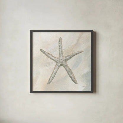 Starfish II by Yvette St. Amant. Shown in a sleek black glass frame for a contemporary gallery look. Available as an archival giclee rolled canvas, fine art paper, or poster print. SKU 88520a.