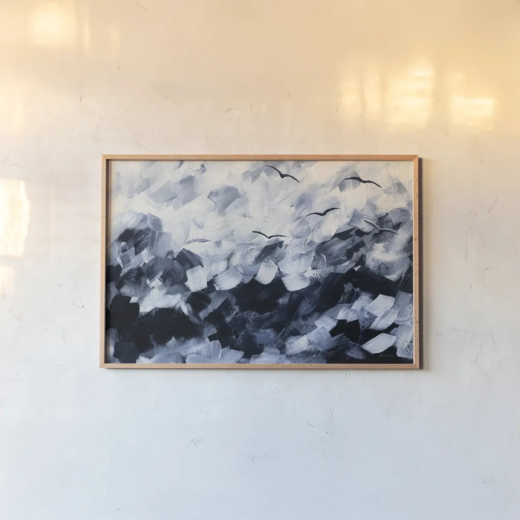 Stormy Sea by Yvette St. Amant. shown as a paper print in a natural frame. Available as a archival giclee rolled canvas, fine art paper, or poster print. SKU 88558i.