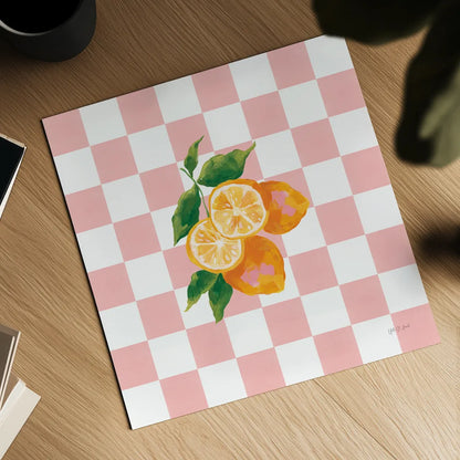 Summer in Checkers I by Yvette St. Amant. Shown as a detailed flat fine art print, highlighting archival giclee quality. Available as an archival giclee rolled canvas, fine art paper, or poster print. SKU 96484a.