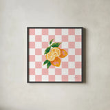 Summer in Checkers I by Yvette St. Amant. Shown in a sleek black glass frame for a contemporary gallery look. Available as an archival giclee rolled canvas, fine art paper, or poster print. SKU 96484a.