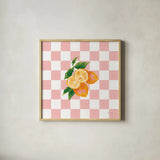 Summer in Checkers I by Yvette St. Amant. Shown in a natural wood glass frame for a timeless modern aesthetic. Available as an archival giclee rolled canvas, fine art paper, or poster print. SKU 96484a.