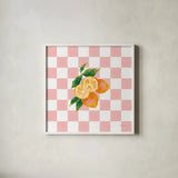 Summer in Checkers I by Yvette St. Amant. Shown in a crisp white glass frame for a clean and minimalist style. Available as an archival giclee rolled canvas, fine art paper, or poster print. SKU 96484a.