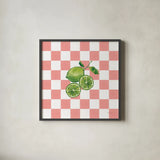 Summer in Checkers II by Yvette St. Amant. Shown in a sleek black glass frame for a contemporary gallery look. Available as an archival giclee rolled canvas, fine art paper, or poster print. SKU 96485a.