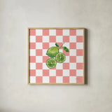 Summer in Checkers II by Yvette St. Amant. Shown in a natural wood glass frame for a timeless modern aesthetic. Available as an archival giclee rolled canvas, fine art paper, or poster print. SKU 96485a.