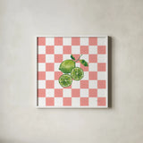 Summer in Checkers II by Yvette St. Amant. Shown in a crisp white glass frame for a clean and minimalist style. Available as an archival giclee rolled canvas, fine art paper, or poster print. SKU 96485a.