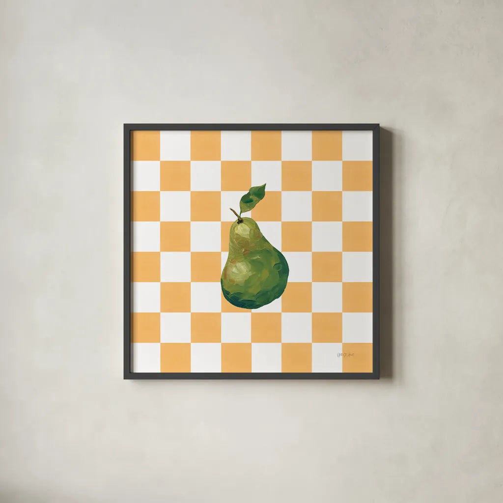 Summer in Checkers IV by Yvette St. Amant. Shown in a sleek black glass frame for a contemporary gallery look. Available as an archival giclee rolled canvas, fine art paper, or poster print. SKU 96487a.