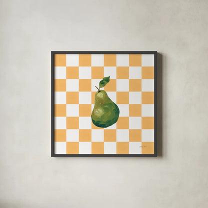 Summer in Checkers IV by Yvette St. Amant. Shown in a sleek black glass frame for a contemporary gallery look. Available as an archival giclee rolled canvas, fine art paper, or poster print. SKU 96487a.