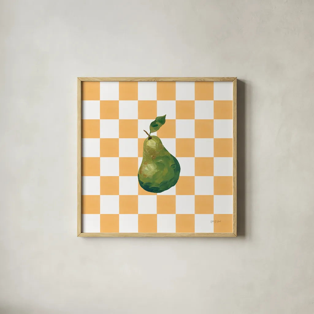 Summer in Checkers IV by Yvette St. Amant. Shown in a natural wood glass frame for a timeless modern aesthetic. Available as an archival giclee rolled canvas, fine art paper, or poster print. SKU 96487a.