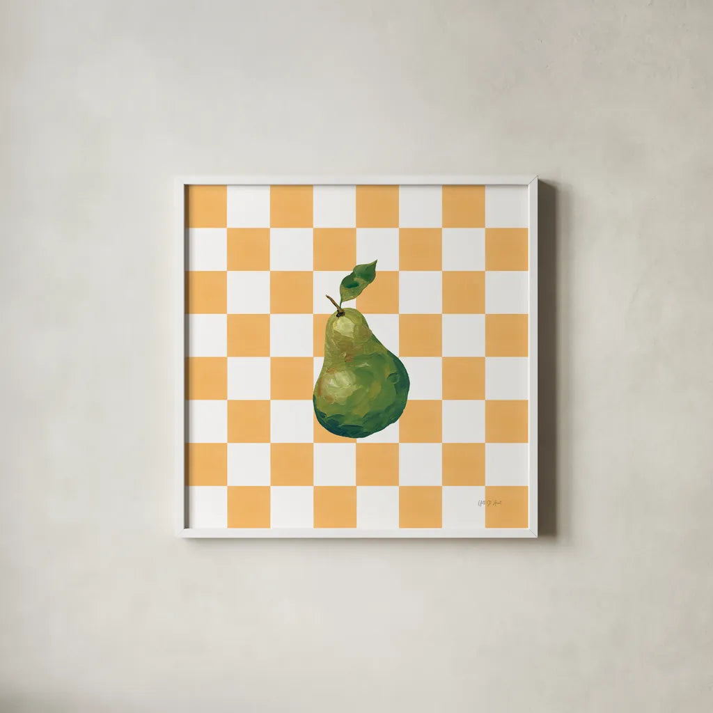 Summer in Checkers IV by Yvette St. Amant. Shown in a crisp white glass frame for a clean and minimalist style. Available as an archival giclee rolled canvas, fine art paper, or poster print. SKU 96487a.