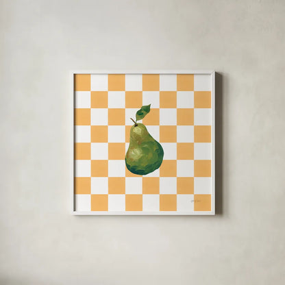 Summer in Checkers IV by Yvette St. Amant. Shown in a crisp white glass frame for a clean and minimalist style. Available as an archival giclee rolled canvas, fine art paper, or poster print. SKU 96487a.