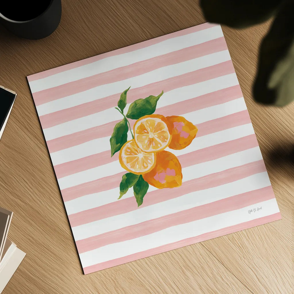 Summer in Stripes I by Yvette St. Amant. Shown as a detailed flat fine art print, highlighting archival giclee quality. Available as an archival giclee rolled canvas, fine art paper, or poster print. SKU 96189a.