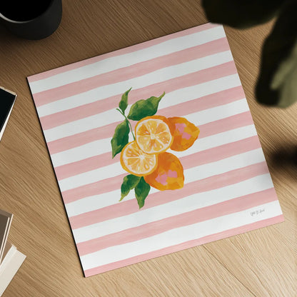 Summer in Stripes I by Yvette St. Amant. Shown as a detailed flat fine art print, highlighting archival giclee quality. Available as an archival giclee rolled canvas, fine art paper, or poster print. SKU 96189a.