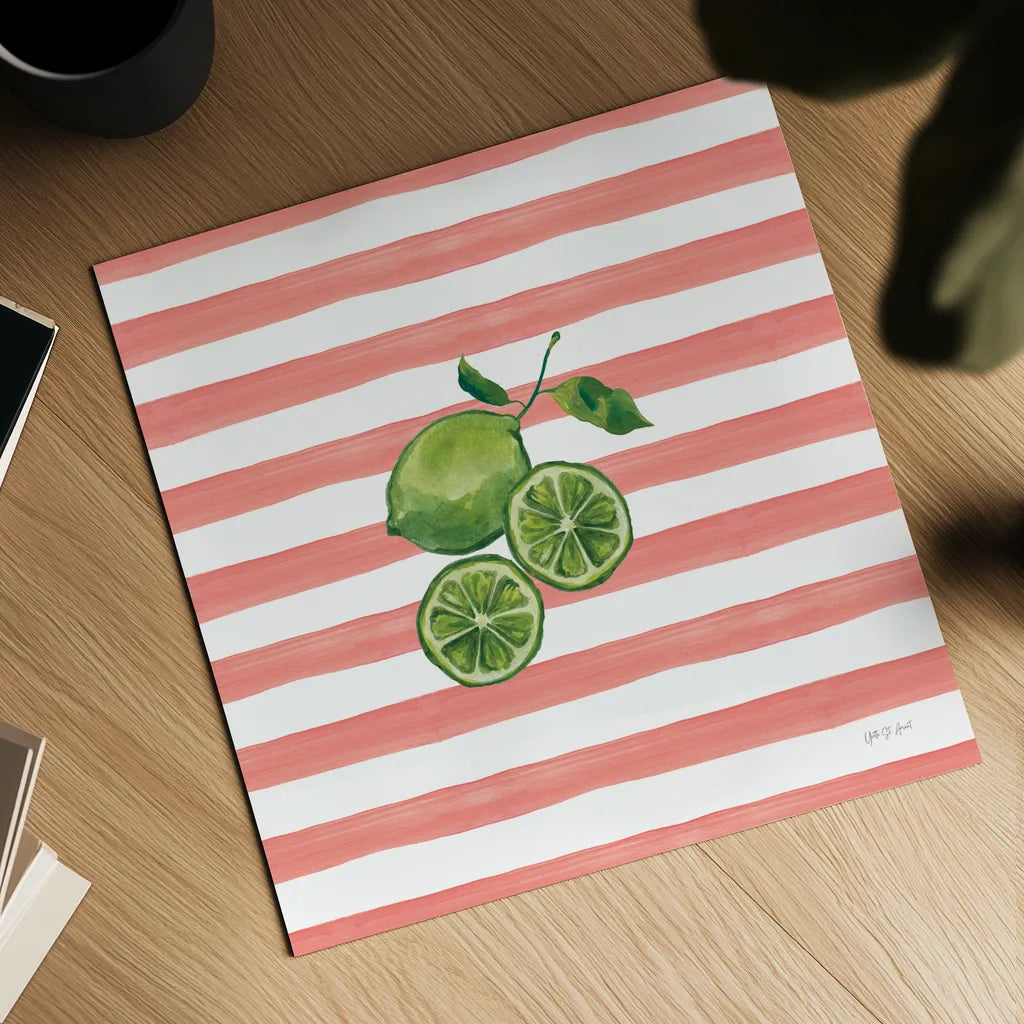 Summer in Stripes II by Yvette St. Amant. Shown as a detailed flat fine art print, highlighting archival giclee quality. Available as an archival giclee rolled canvas, fine art paper, or poster print. SKU 96190a.