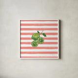 Summer in Stripes II by Yvette St. Amant. Shown in a crisp white glass frame for a clean and minimalist style. Available as an archival giclee rolled canvas, fine art paper, or poster print. SKU 96190a.