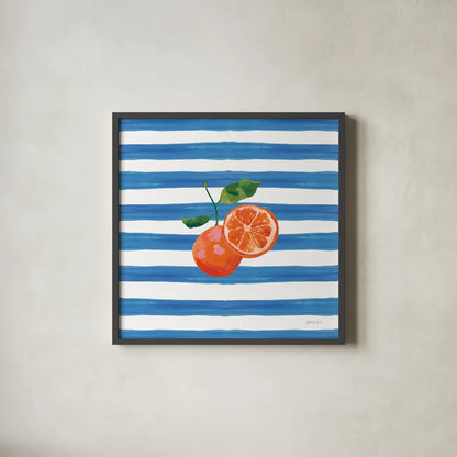 Summer in Stripes III by Yvette St. Amant. Shown in a sleek black glass frame for a contemporary gallery look. Available as an archival giclee rolled canvas, fine art paper, or poster print. SKU 96191a.