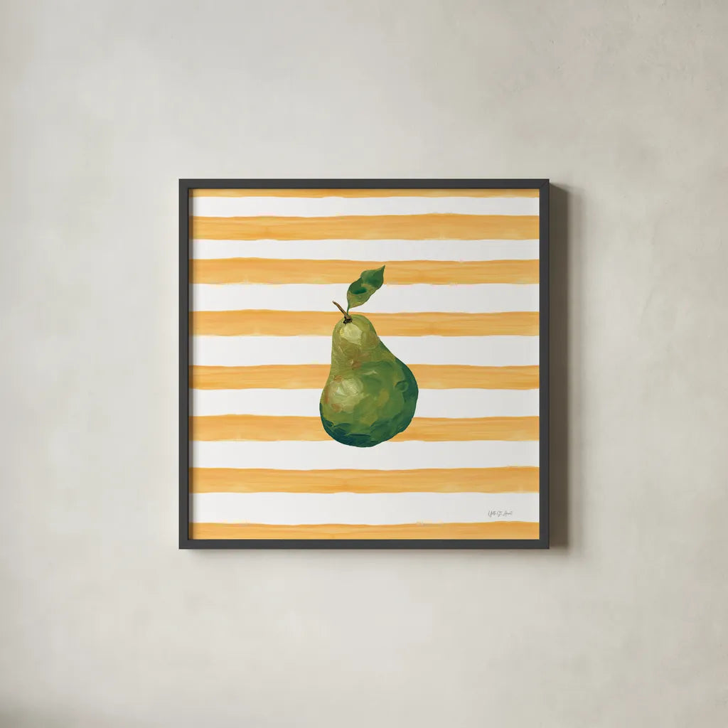 Summer in Stripes IV by Yvette St. Amant. Shown in a sleek black glass frame for a contemporary gallery look. Available as an archival giclee rolled canvas, fine art paper, or poster print. SKU 96192a.