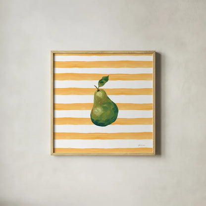 Summer in Stripes IV by Yvette St. Amant. Shown in a natural wood glass frame for a timeless modern aesthetic. Available as an archival giclee rolled canvas, fine art paper, or poster print. SKU 96192a.