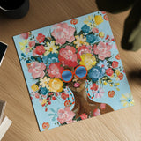 Sunning in Florals I v2 by Yvette St. Amant. Shown as a detailed flat fine art print, highlighting archival giclee quality. Available as an archival giclee rolled canvas, fine art paper, or poster print. SKU 97443a.