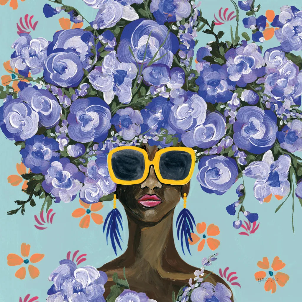 Sunning in Florals II by Yvette St. Amant. SKU 96180a. Archival Giclee Fine art print for wall decor.