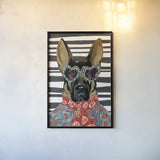 Swag Sheppard Stripe Background by Yvette St. Amant. shown as a paper print in a black flame. Available as a archival giclee rolled canvas, fine art paper, or poster print. SKU 101262h.